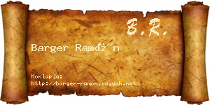 Barger Ramón névjegykártya